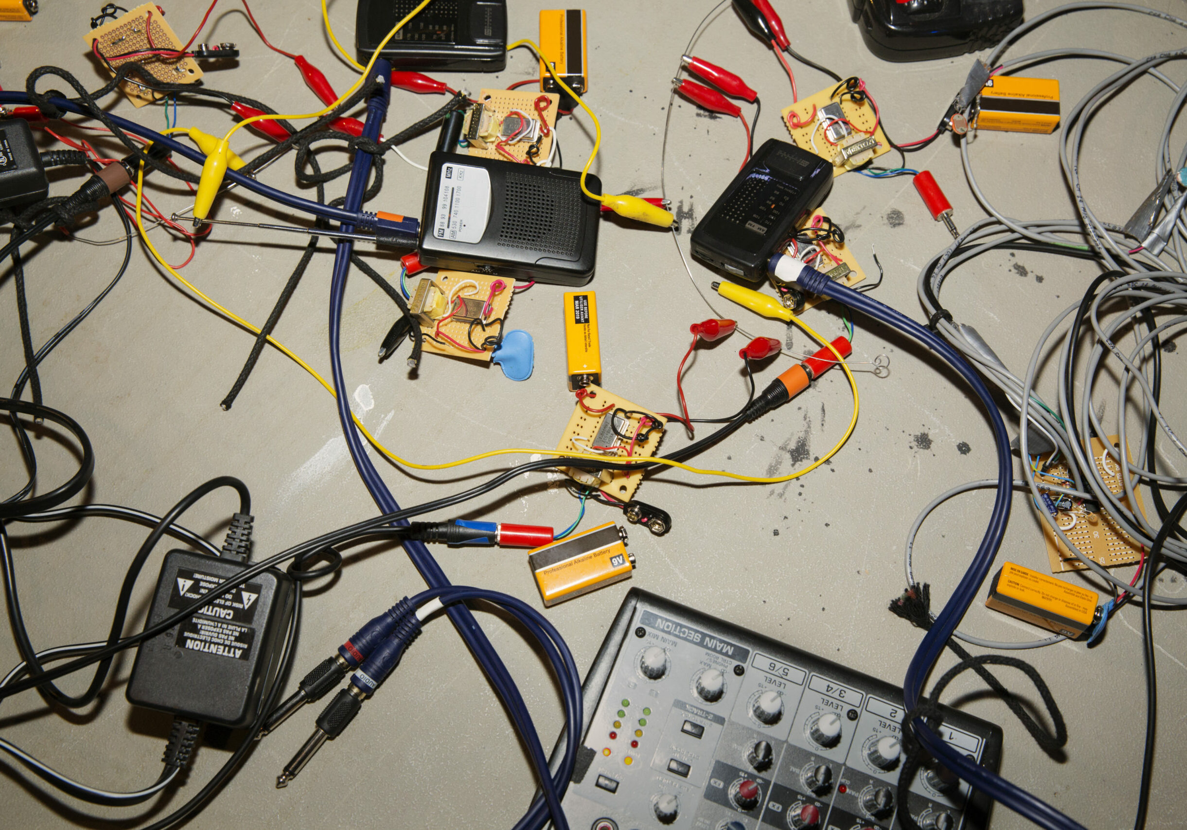 Overhead View Of Electrical Equipment On Floor